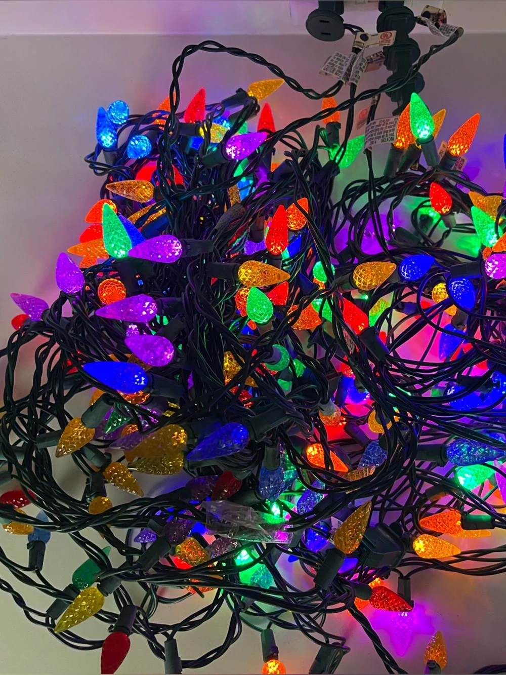 Multicolor C6 LED Party String Lights - Green Wire - 5 x 22 feet long